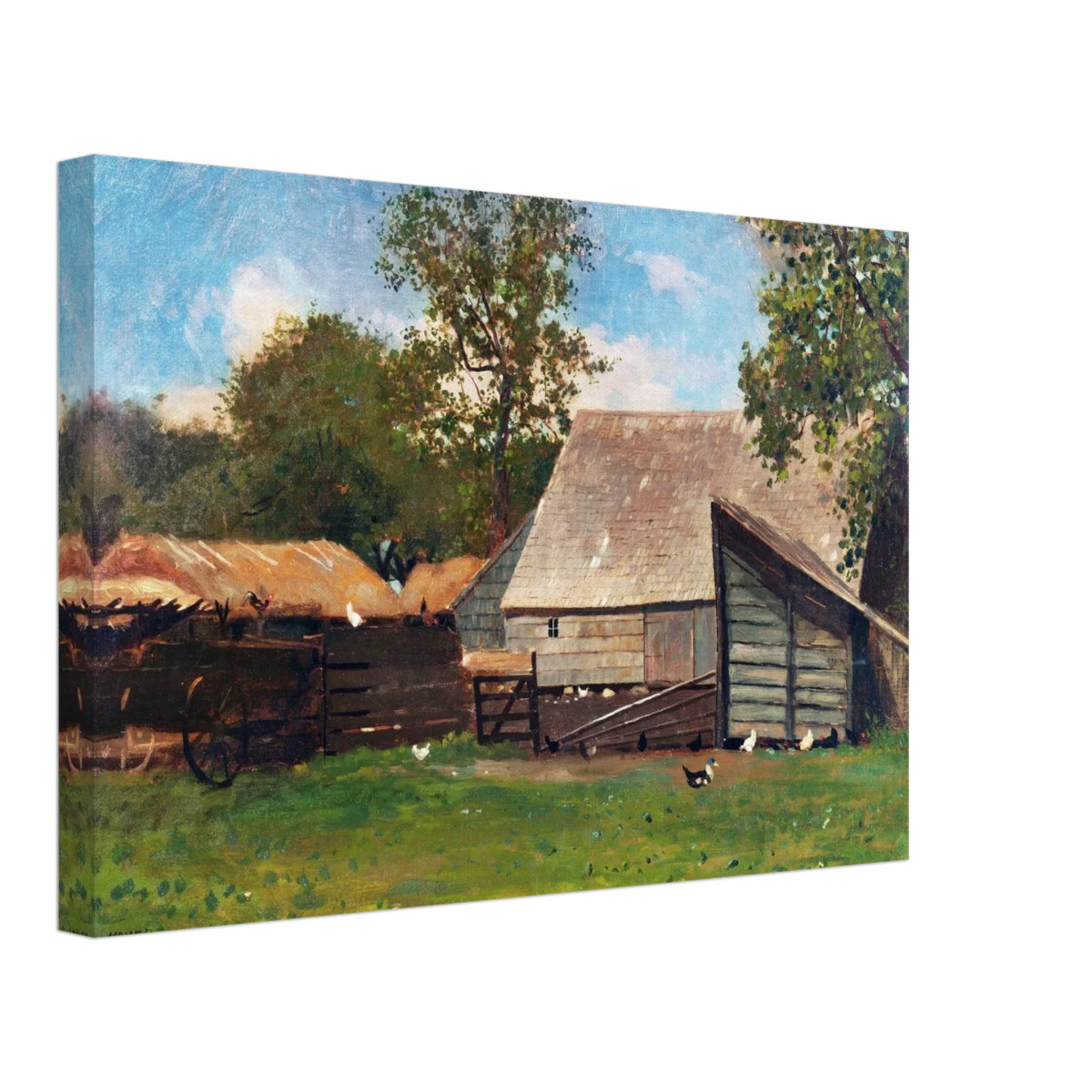 Barnyard Scene – Winslow Homer Rustic Americana Wall Art Print - Canvas - 30x45 cm / 12x18″ -