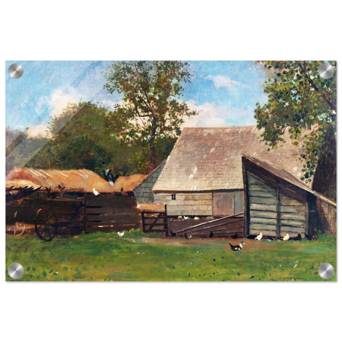 Barnyard Scene – Winslow Homer Rustic Americana Wall Art Print - Acrylic Print - 30x45 cm / 12x18″ -