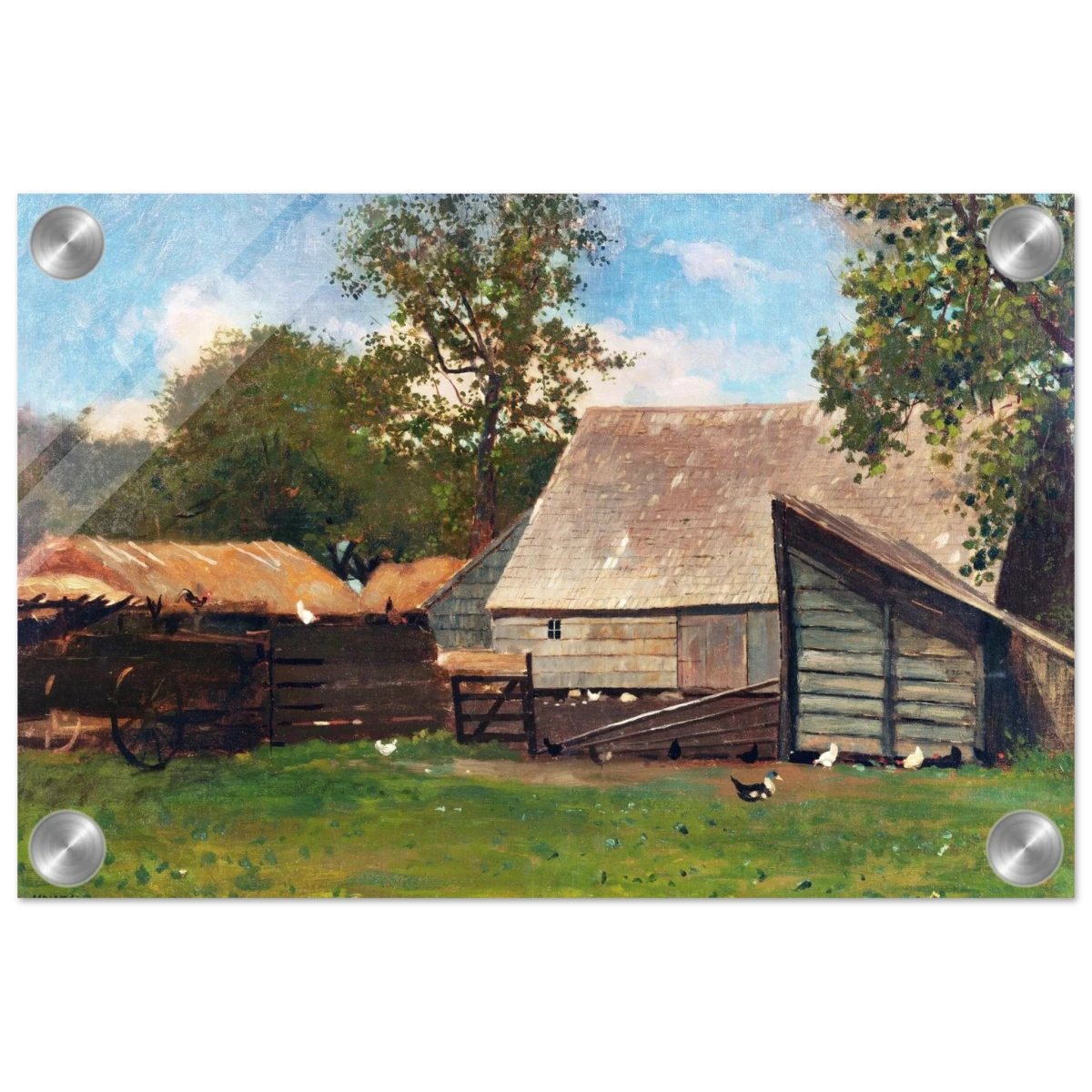 Barnyard Scene – Winslow Homer Rustic Americana Wall Art Print - Acrylic Print - 20x30 cm / 8x12″ -