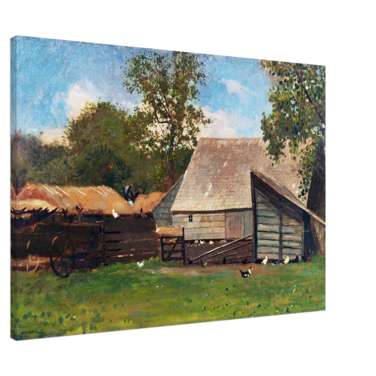 Barnyard Scene – Winslow Homer Rustic Americana Wall Art Print - Canvas - 70x100 cm / 28x40″ -