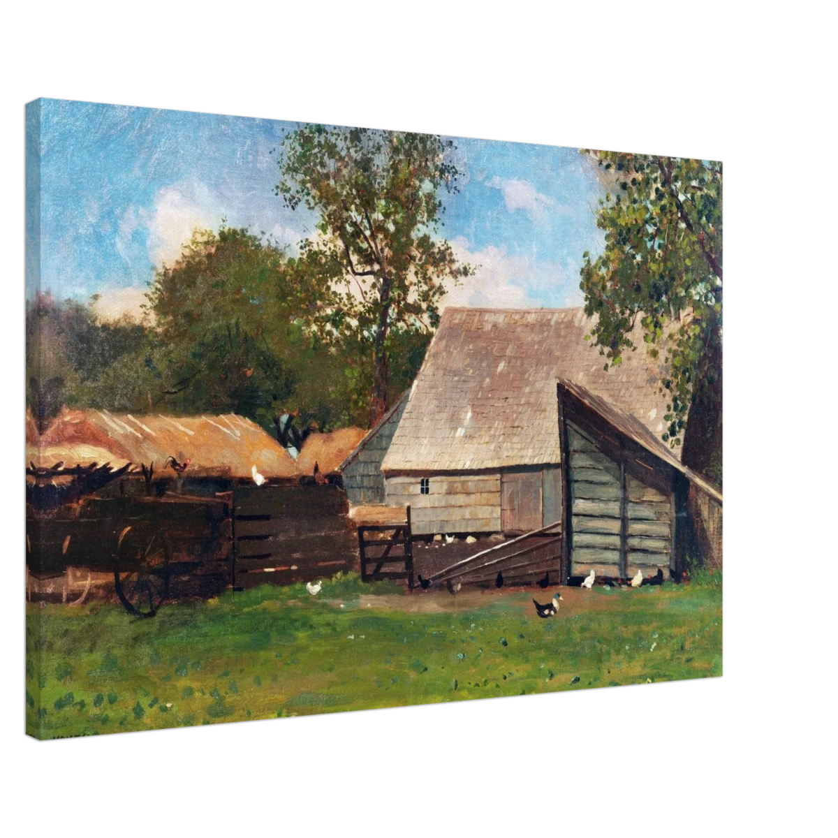 Barnyard Scene – Winslow Homer Rustic Americana Wall Art Print - Canvas - 60x90 cm / 24x36″ -