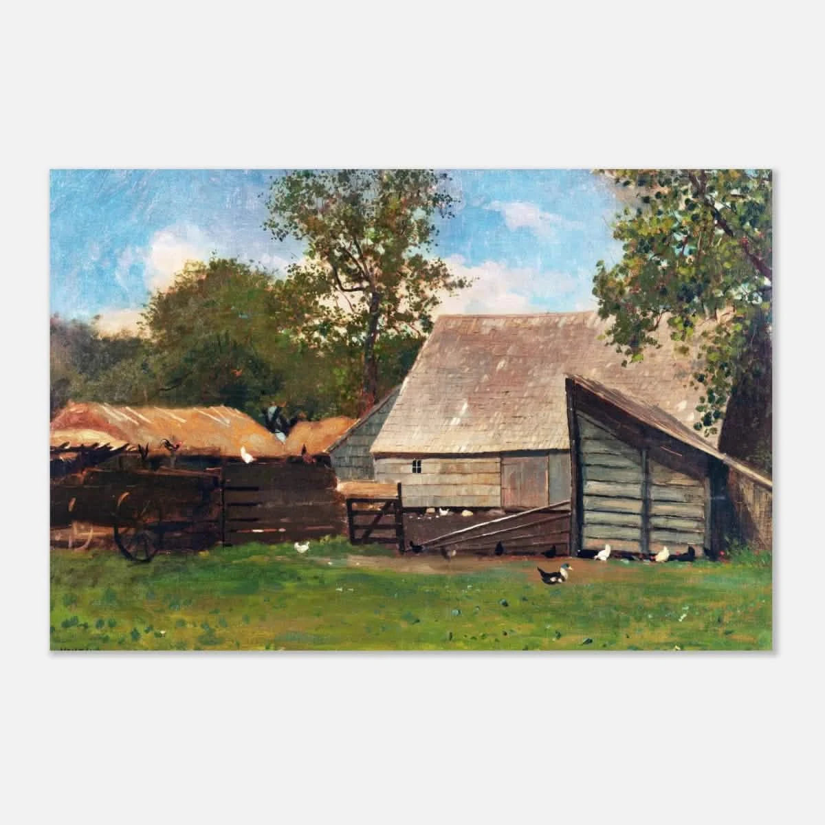 Barnyard Scene – Winslow Homer Rustic Americana Wall Art Print - Aluminum Print - 30x45 cm / 12x18″ -