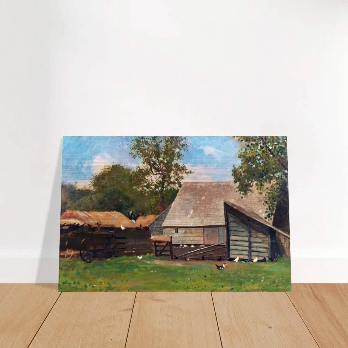 Barnyard Scene – Winslow Homer Rustic Americana Wall Art Print - Brushed Aluminum Print - 40x60 cm / 16x24″ -