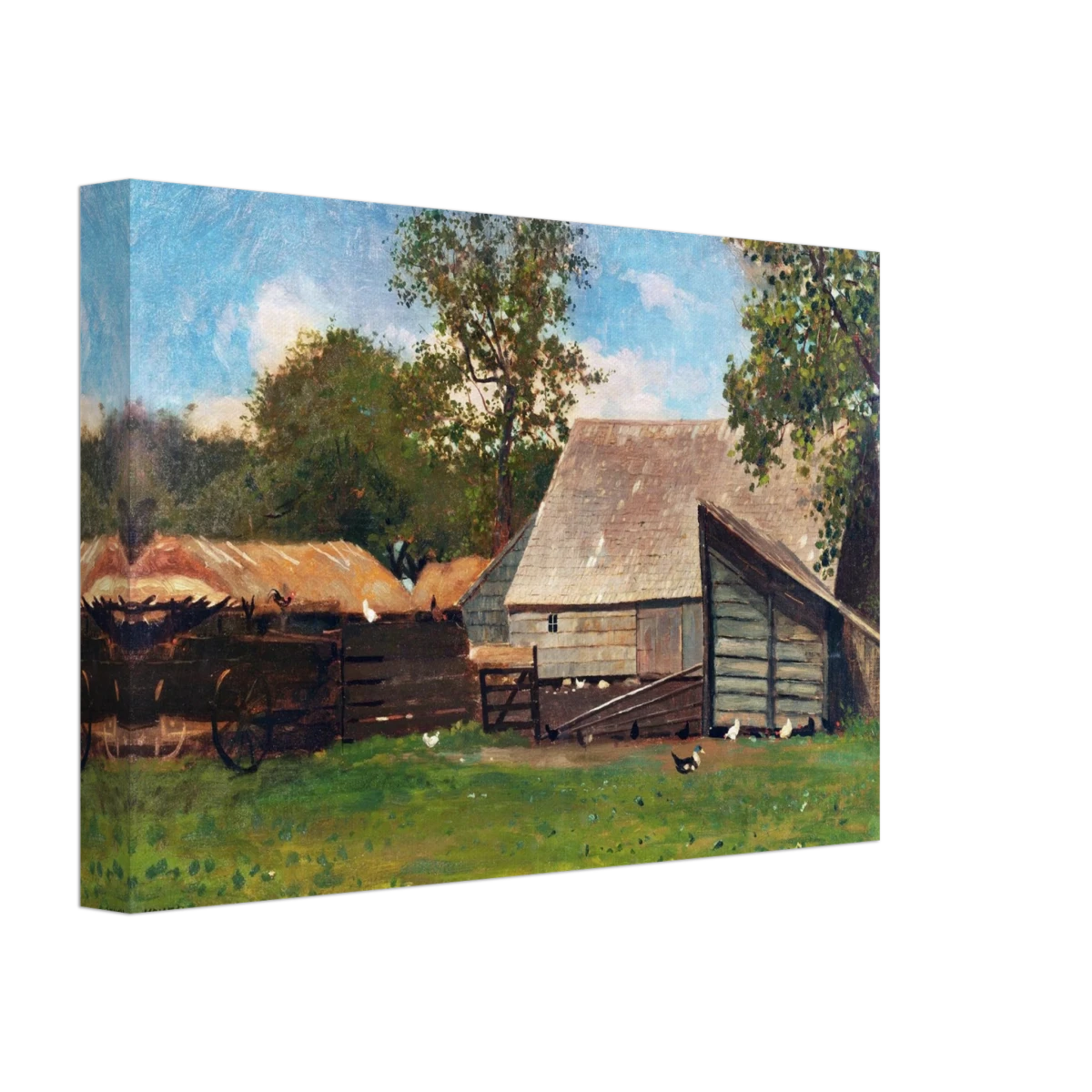 Barnyard Scene – Winslow Homer Rustic Americana Wall Art Print - Canvas - 20x30 cm / 8x12″ -