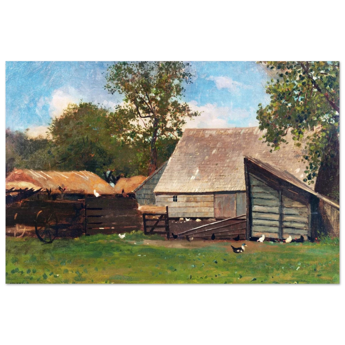 Barnyard Scene – Winslow Homer Rustic Americana Wall Art Print - Fine Art Poster - 60x90 cm / 24x36″ -