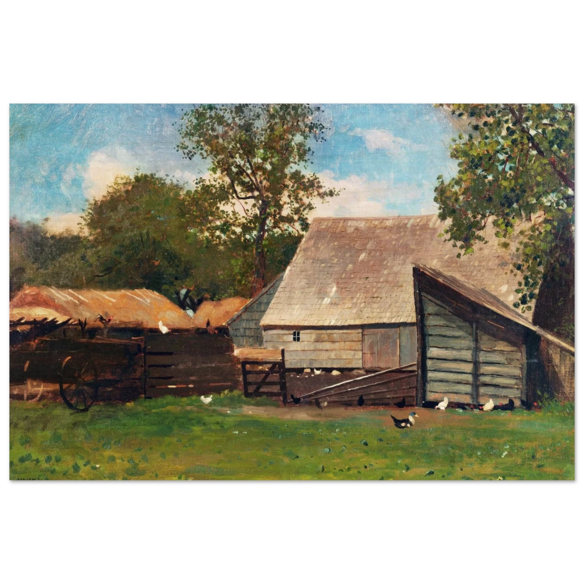 Barnyard Scene – Winslow Homer Rustic Americana Wall Art Print - Wood Prints - 60x90 cm / 24x36″ -