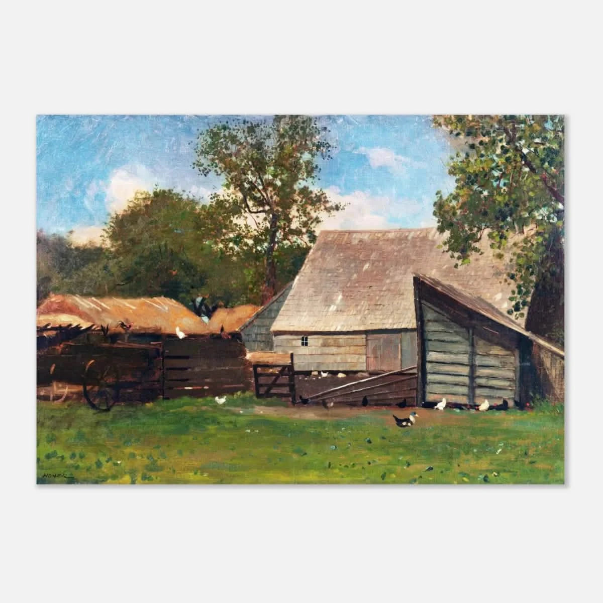 Barnyard Scene – Winslow Homer Rustic Americana Wall Art Print - Aluminum Print - 70x100 cm / 28x40″ -