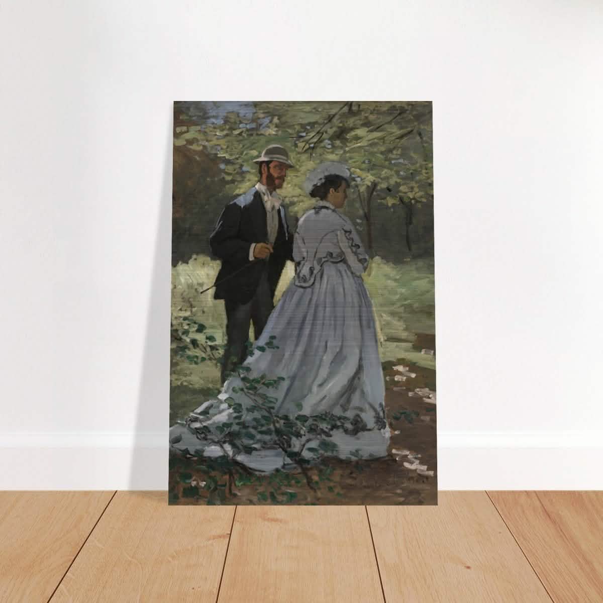 Bazille and Camille (Study for "Déjeuner sur l'Herbe"), 1865 by Claude Monet | Vintage Art Wall art print - Brushed Aluminum Print - 30x45 cm / 12x18″ -