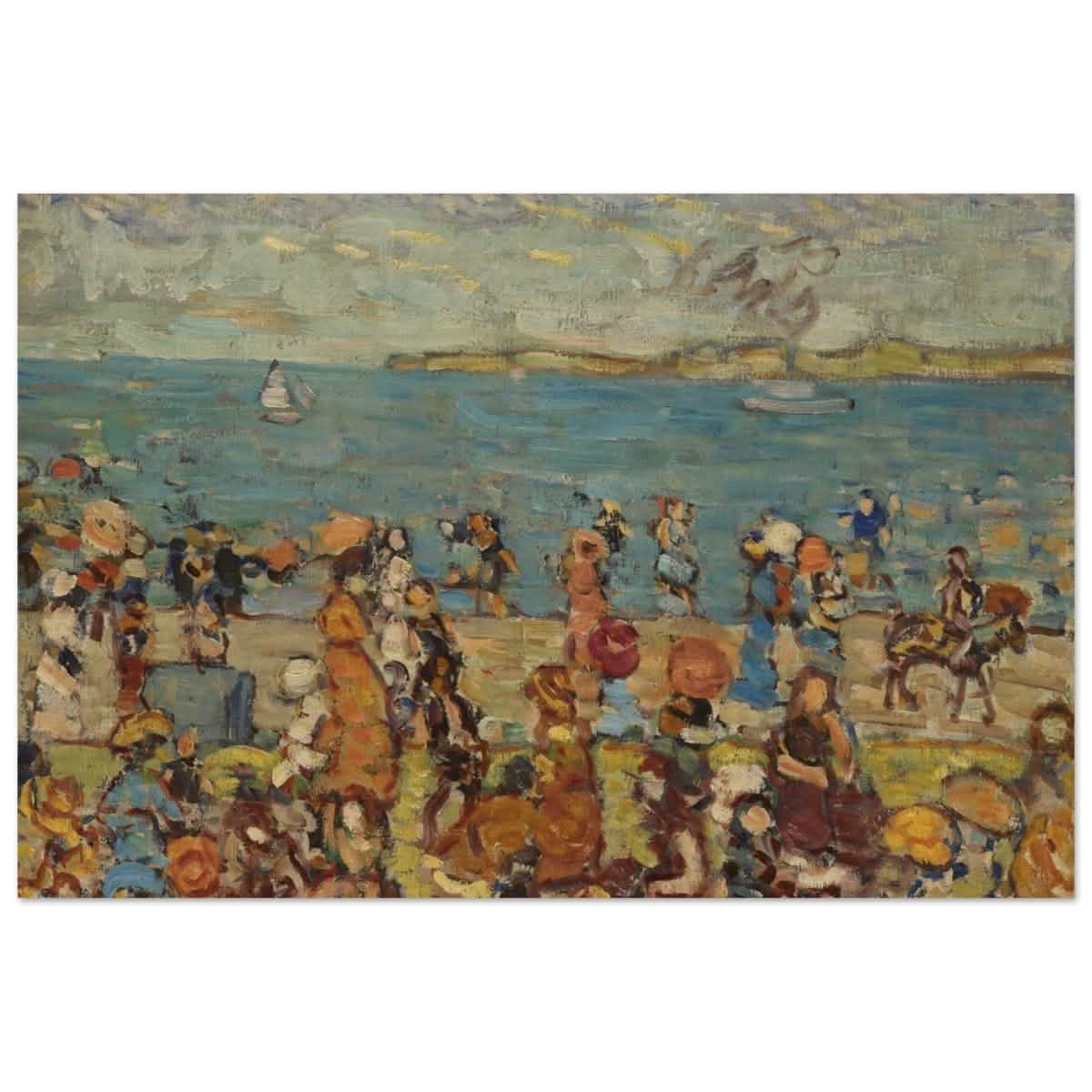 Beach Scene 1910 - 1913 by Maurice Prendergast | Vintage wall art print - Wood Prints - 60x90 cm / 24x36″ -