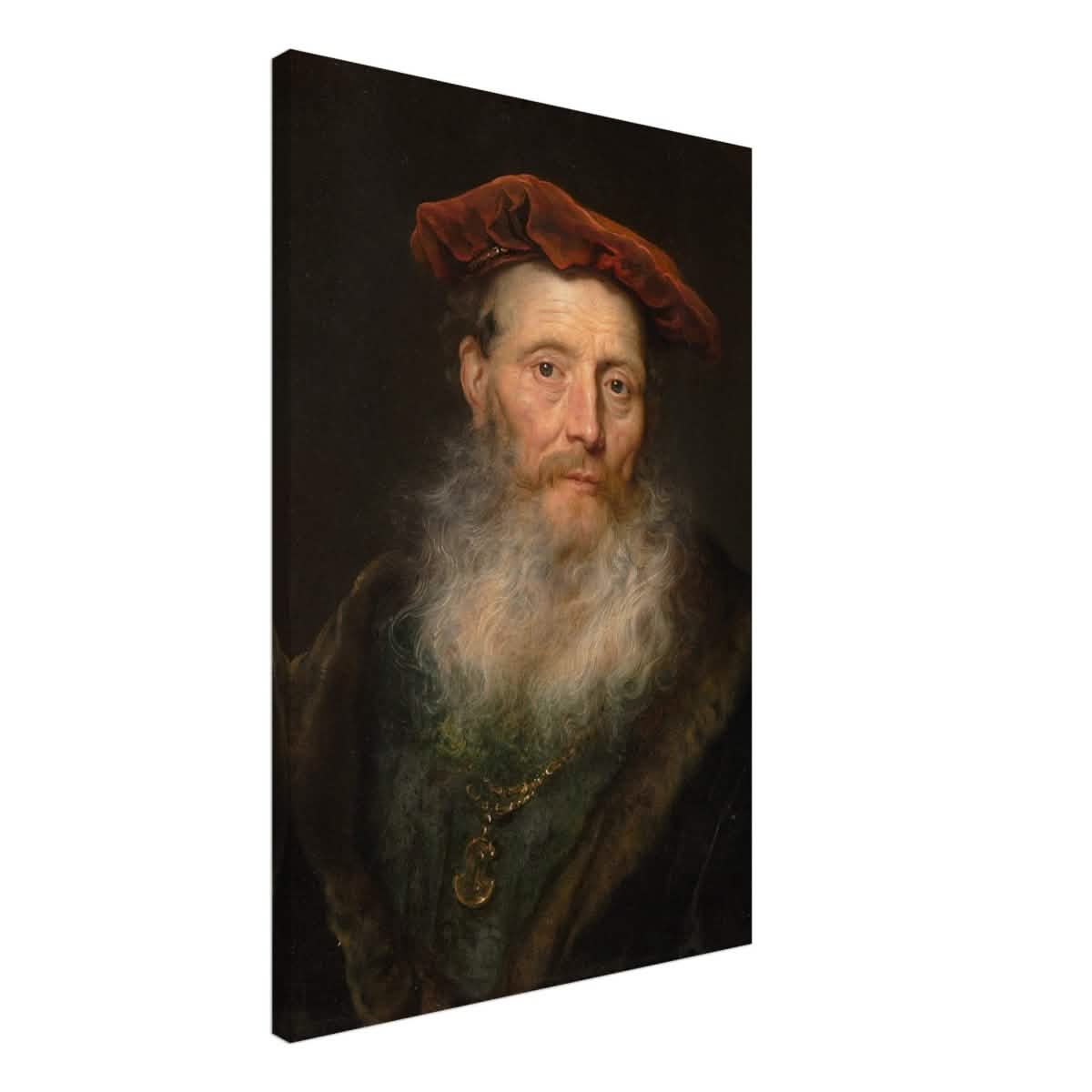 Bearded Man with a Velvet Cap by Govert Flinck | Vintage Wall art print - Canvas - 50x75 cm / 20x30″ -