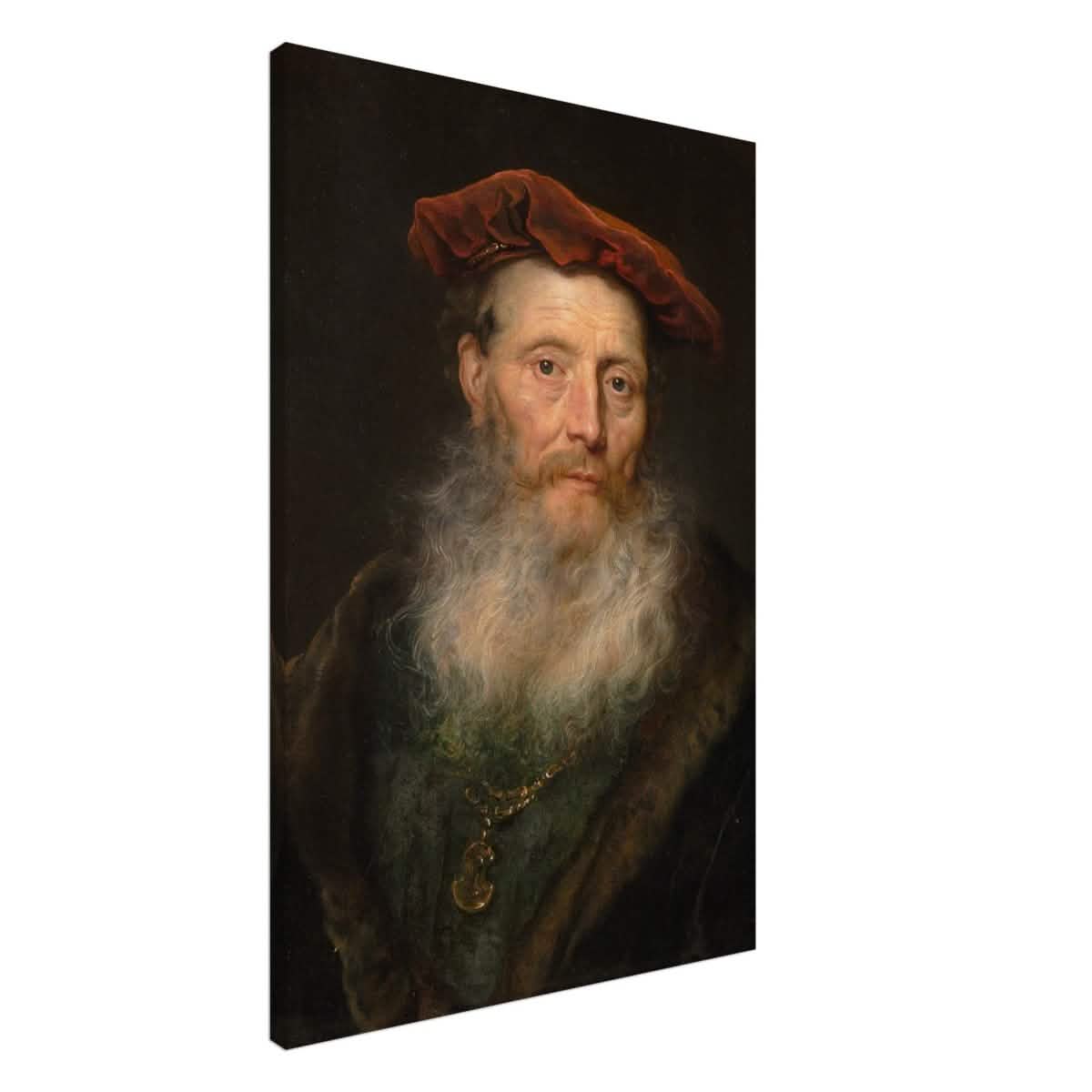 Bearded Man with a Velvet Cap by Govert Flinck | Vintage Wall art print - Canvas - 60x90 cm / 24x36″ -