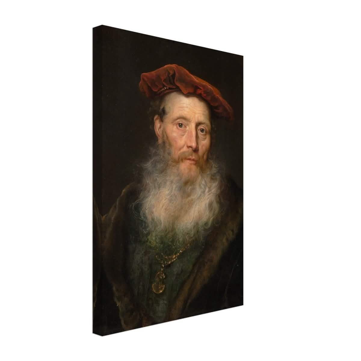Bearded Man with a Velvet Cap by Govert Flinck | Vintage Wall art print - Canvas - 30x45 cm / 12x18″ -