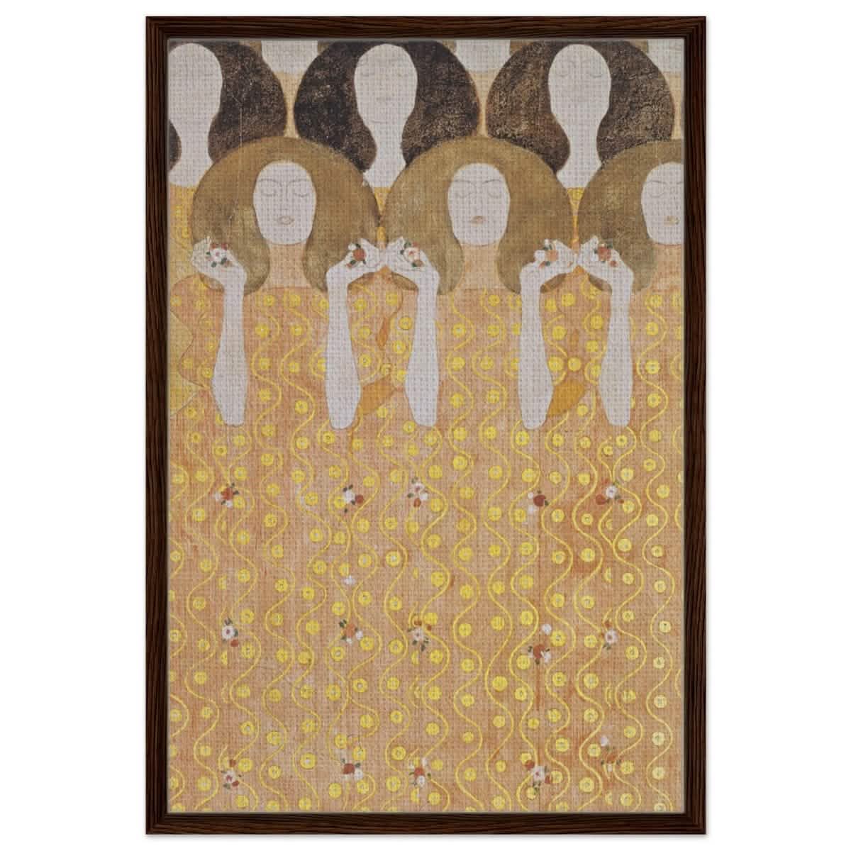 Beethoven's Frieze by Gustav Klimt - Framed Canvas - 60x90 cm / 24x36″ - Dark wood frame