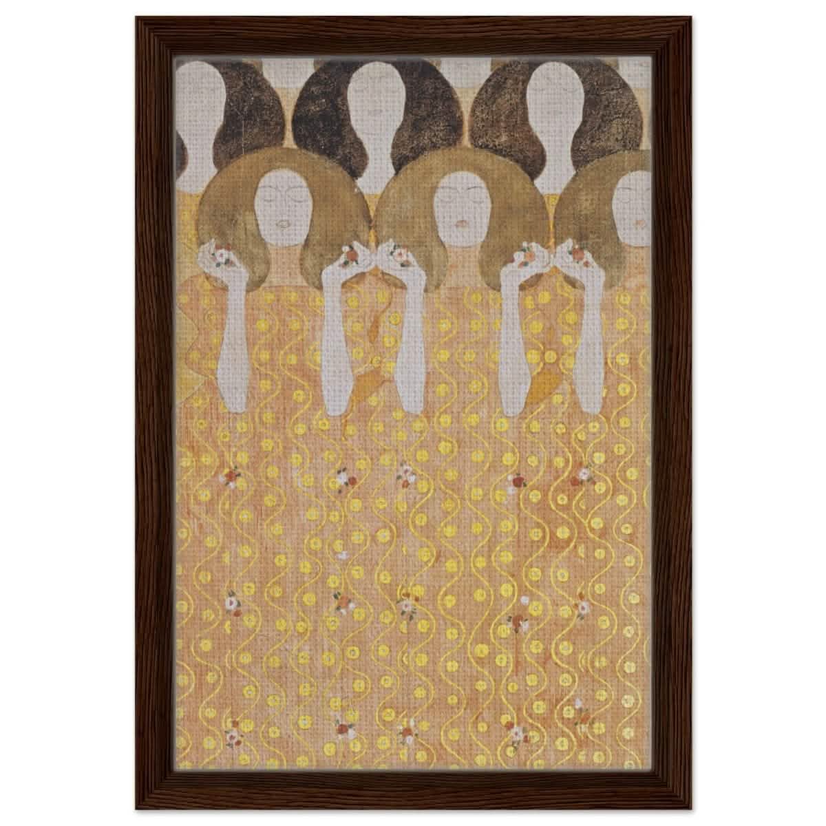 Beethoven's Frieze by Gustav Klimt - Framed Canvas - 30x45 cm / 12x18″ - Dark wood frame