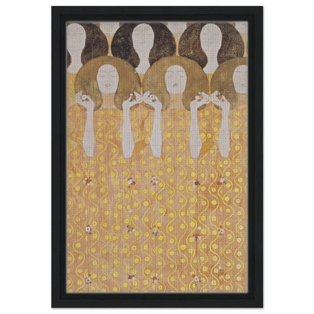 Beethoven's Frieze by Gustav Klimt - Framed Canvas - 30x45 cm / 12x18″ - Black frame