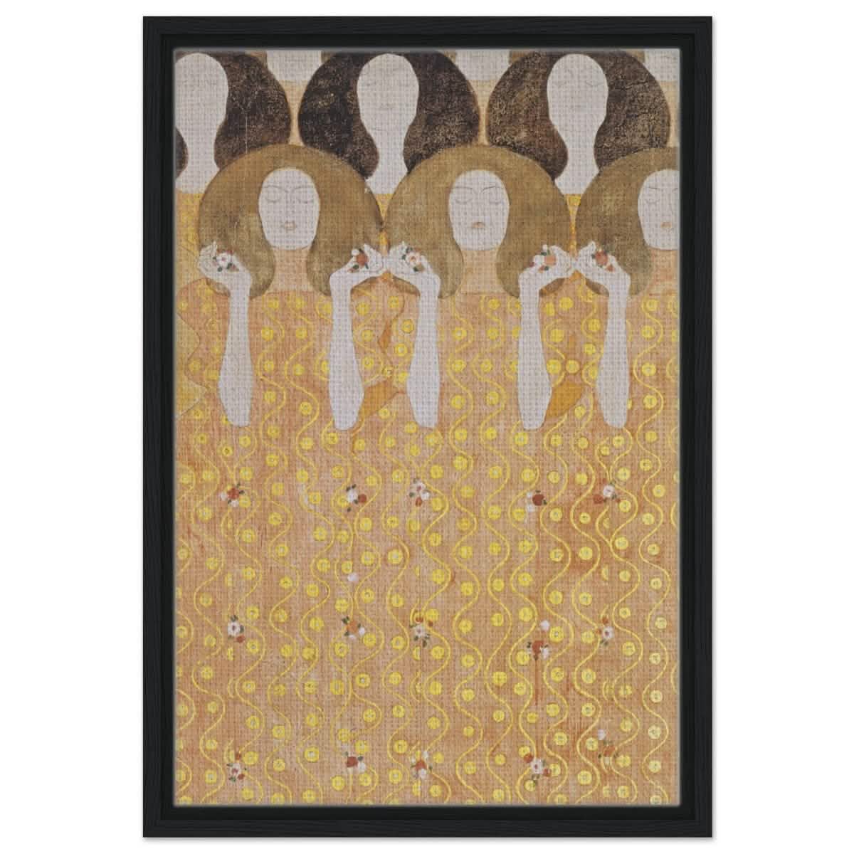 Beethoven's Frieze by Gustav Klimt - Framed Canvas - 40x60 cm / 16x24″ - Black frame