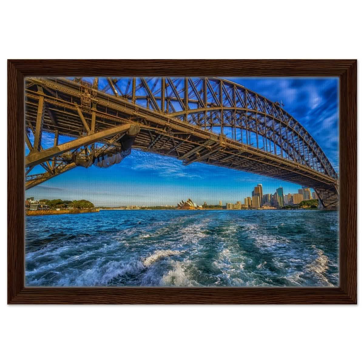 Beneath the Sydney Arch | The Harbour Bridge - Framed Canvas - 30x45 cm / 12x18″ - Dark wood frame