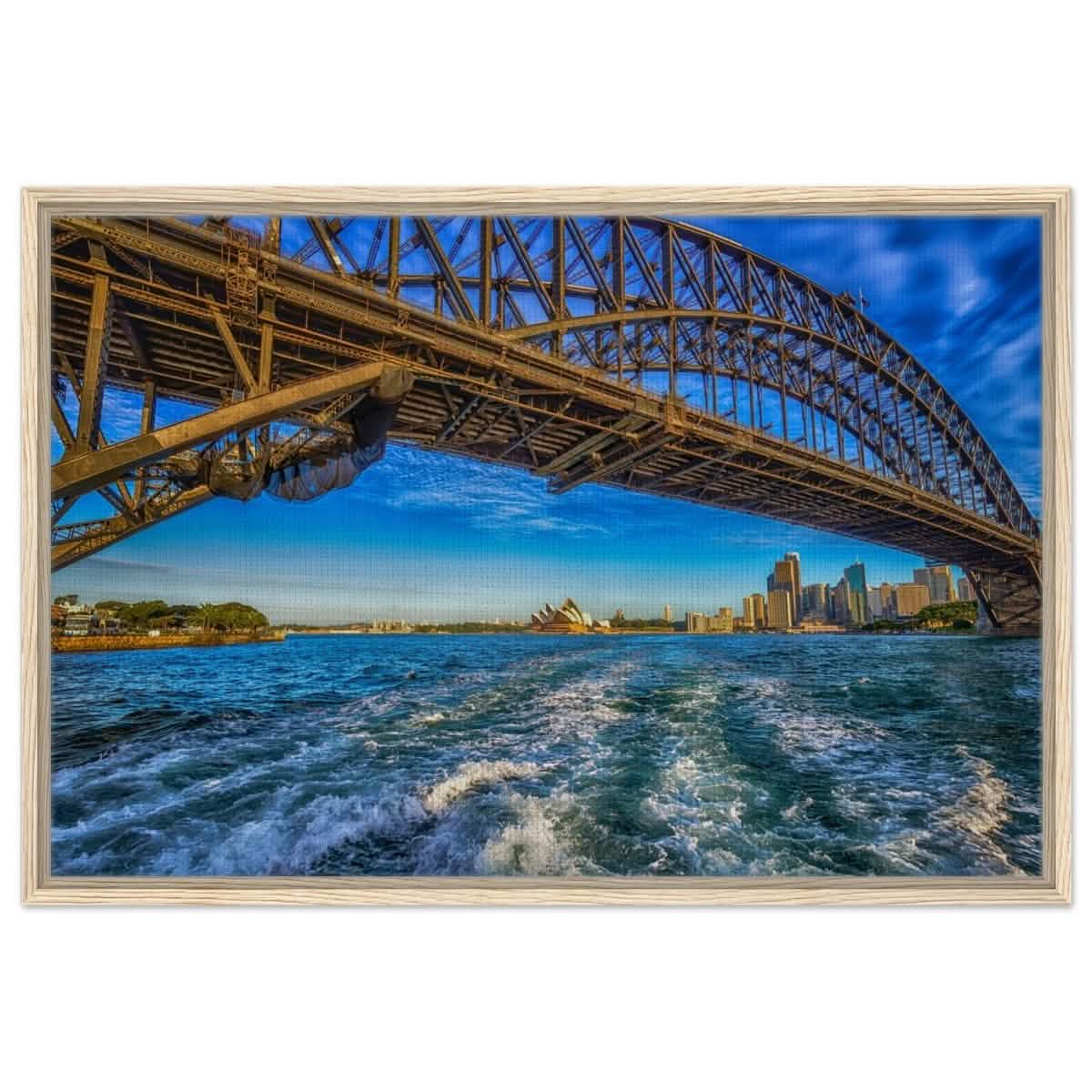 Beneath the Sydney Arch | The Harbour Bridge - Framed Canvas - 60x90 cm / 24x36″ - Wood frame