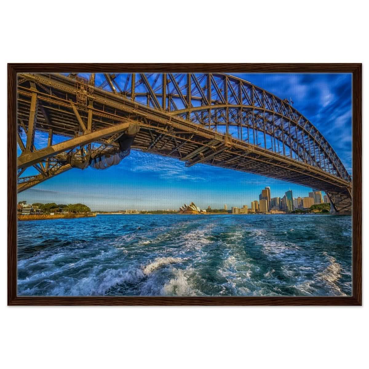 Beneath the Sydney Arch | The Harbour Bridge - Framed Canvas - 60x90 cm / 24x36″ - Dark wood frame