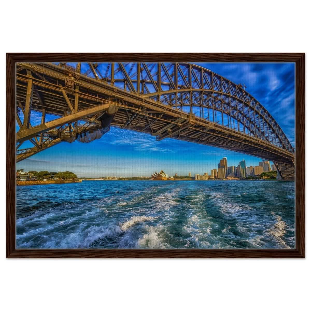 Beneath the Sydney Arch | The Harbour Bridge - Framed Canvas - 50x75 cm / 20x30″ - Dark wood frame