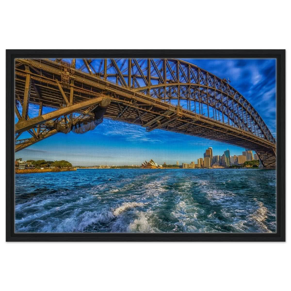 Beneath the Sydney Arch | The Harbour Bridge - Framed Canvas - 50x75 cm / 20x30″ - Black frame
