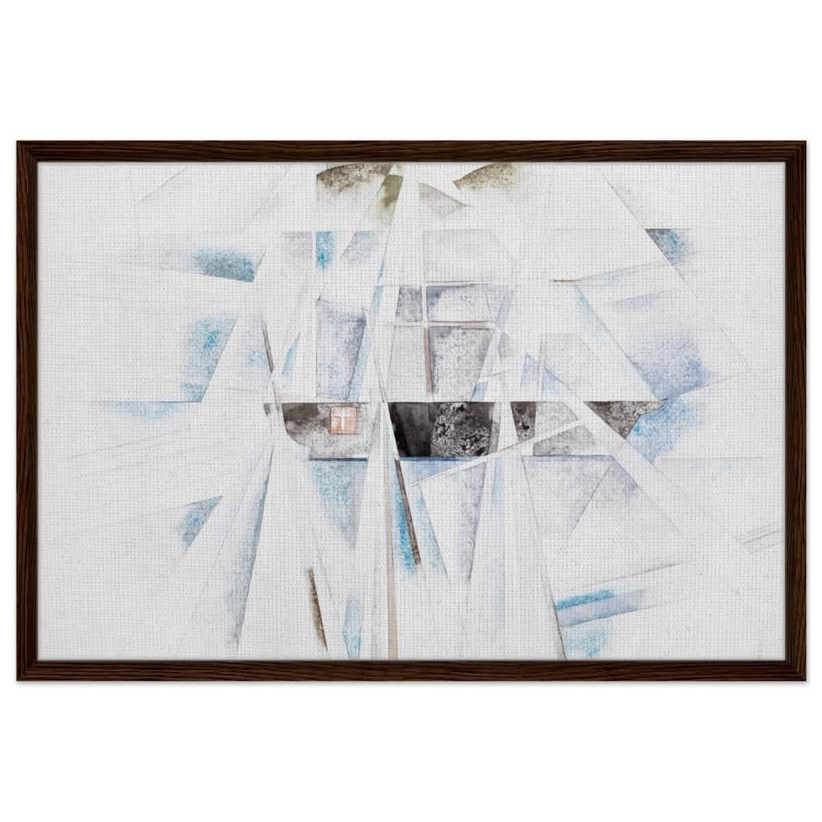 Bermuda No. 2, The Schooner (1917) by Charles Demuth | Vintage Cubism wall art print - Framed Canvas - 60x90 cm / 24x36″ - Dark wood frame