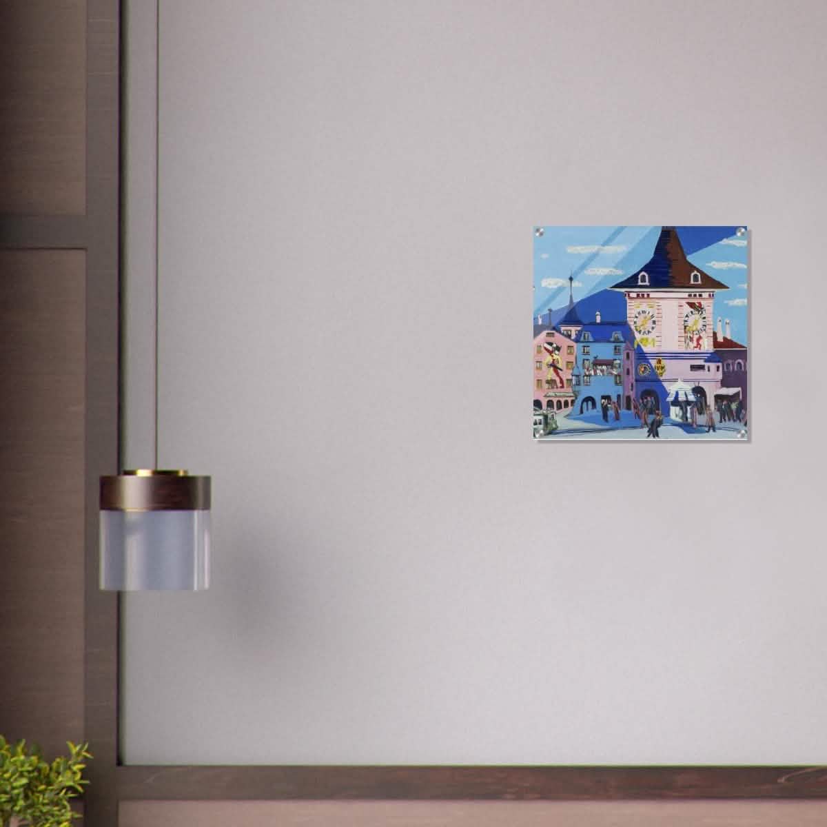 Bern with Belltower by Ernst Ludwig Kirchner - Acrylic Print - 50x50 cm / 20x20″ -