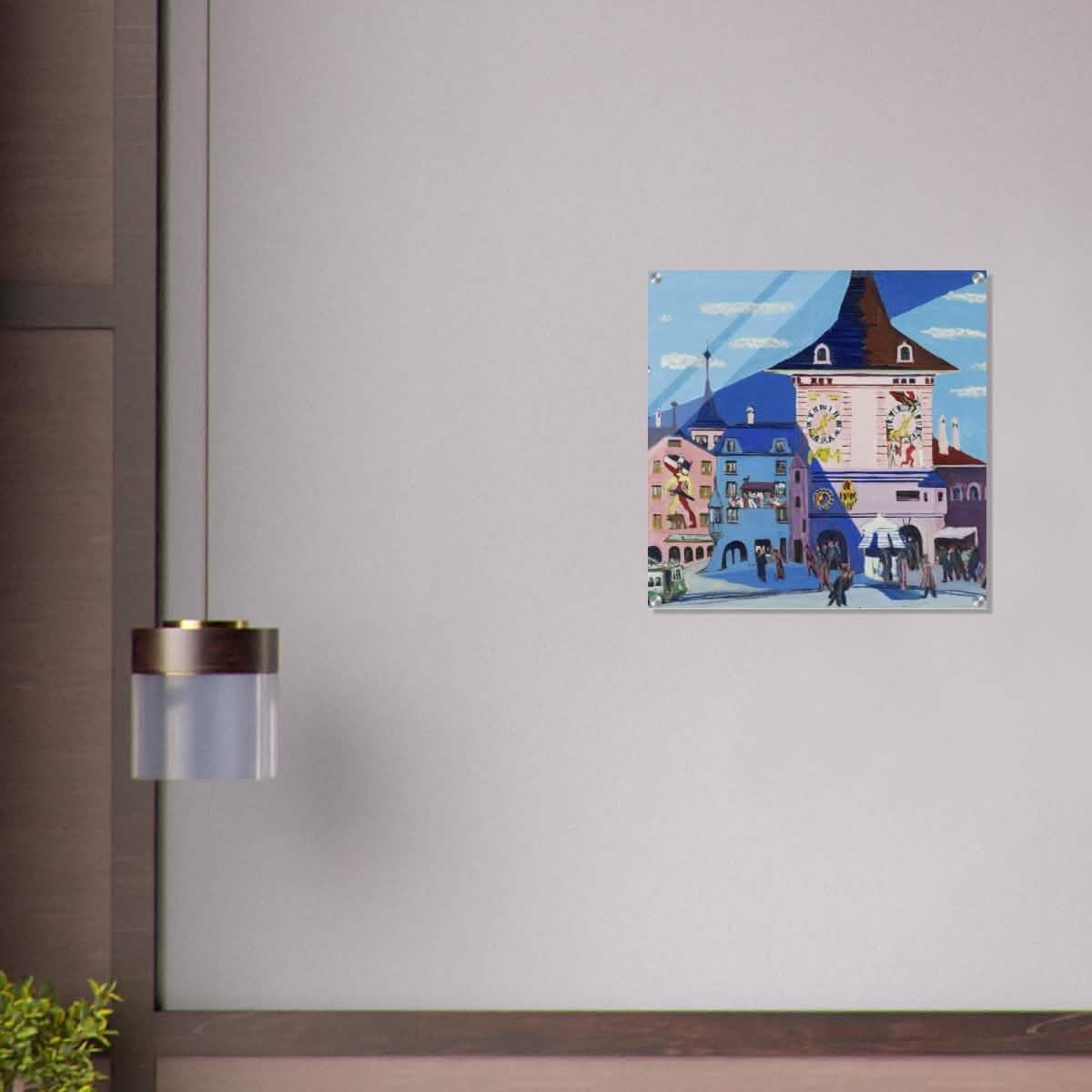 Bern with Belltower by Ernst Ludwig Kirchner - Acrylic Print - 60x60 cm / 24x24″ -