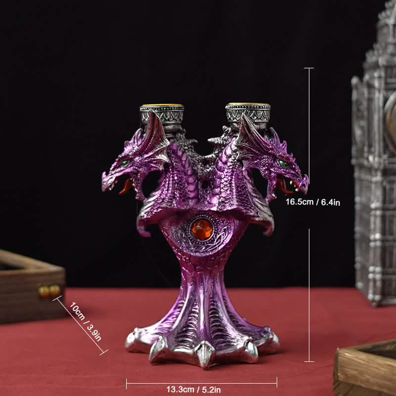 Dragon Candlestick Statue – Gothic Resin Sculpture Ornament for Home & Fantasy Décor