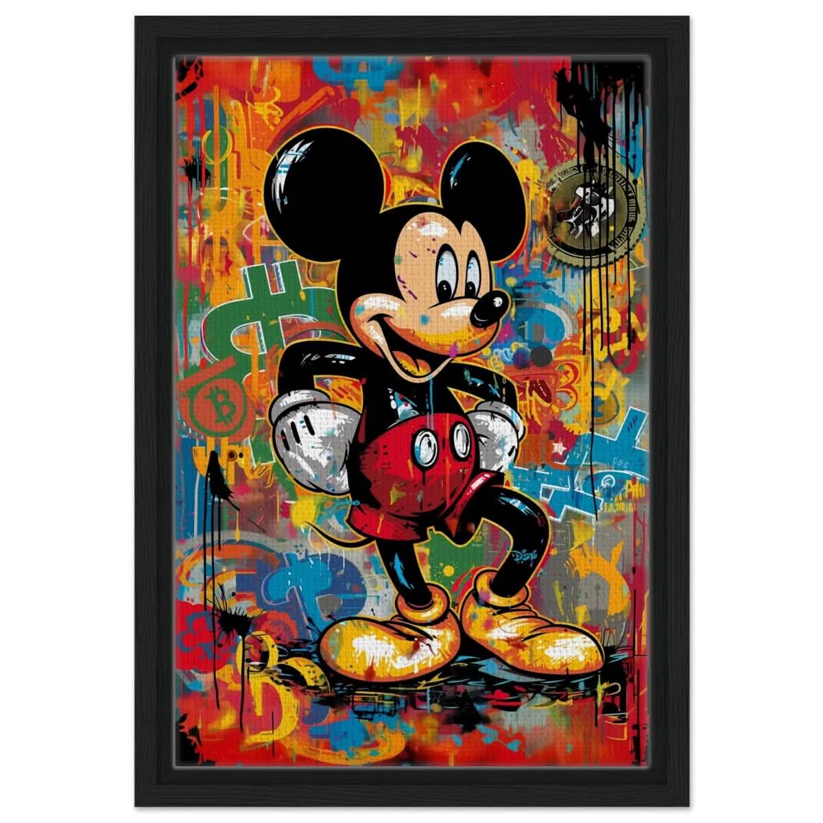 BitMouse Burst | Mickey in Chaos | Pop art wall art print - Framed Canvas - 30x45 cm / 12x18″ - Black frame