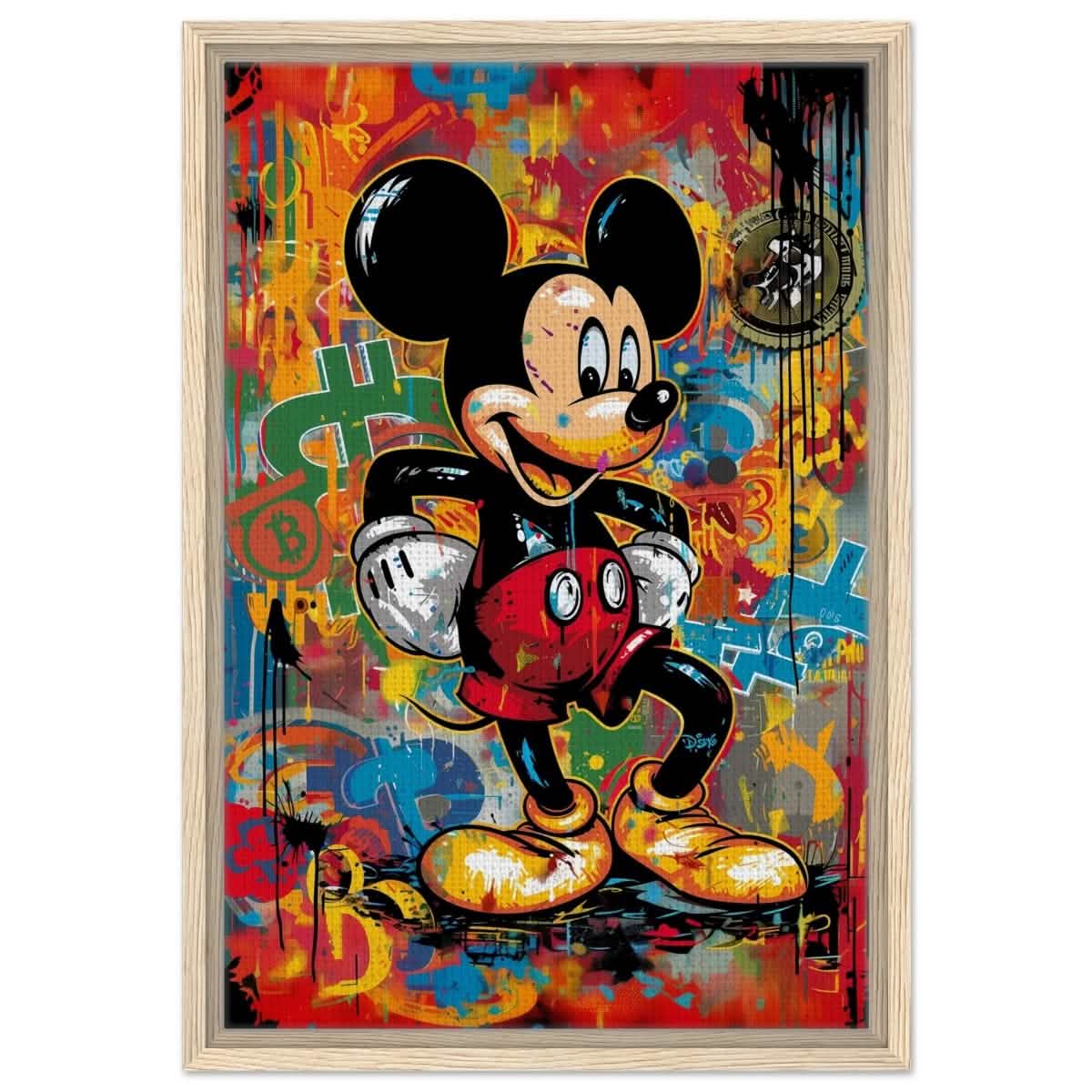 BitMouse Burst | Mickey in Chaos | Pop art wall art print - Framed Canvas - 40x60 cm / 16x24″ - Wood frame