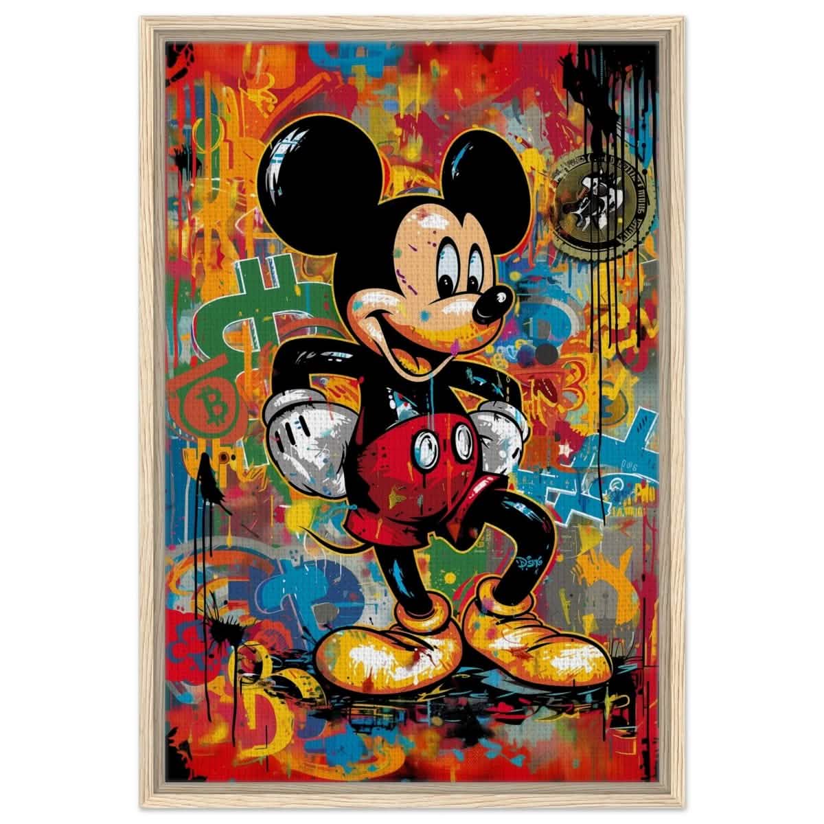 BitMouse Burst | Mickey in Chaos | Pop art wall art print - Framed Canvas - 50x75 cm / 20x30″ - Wood frame