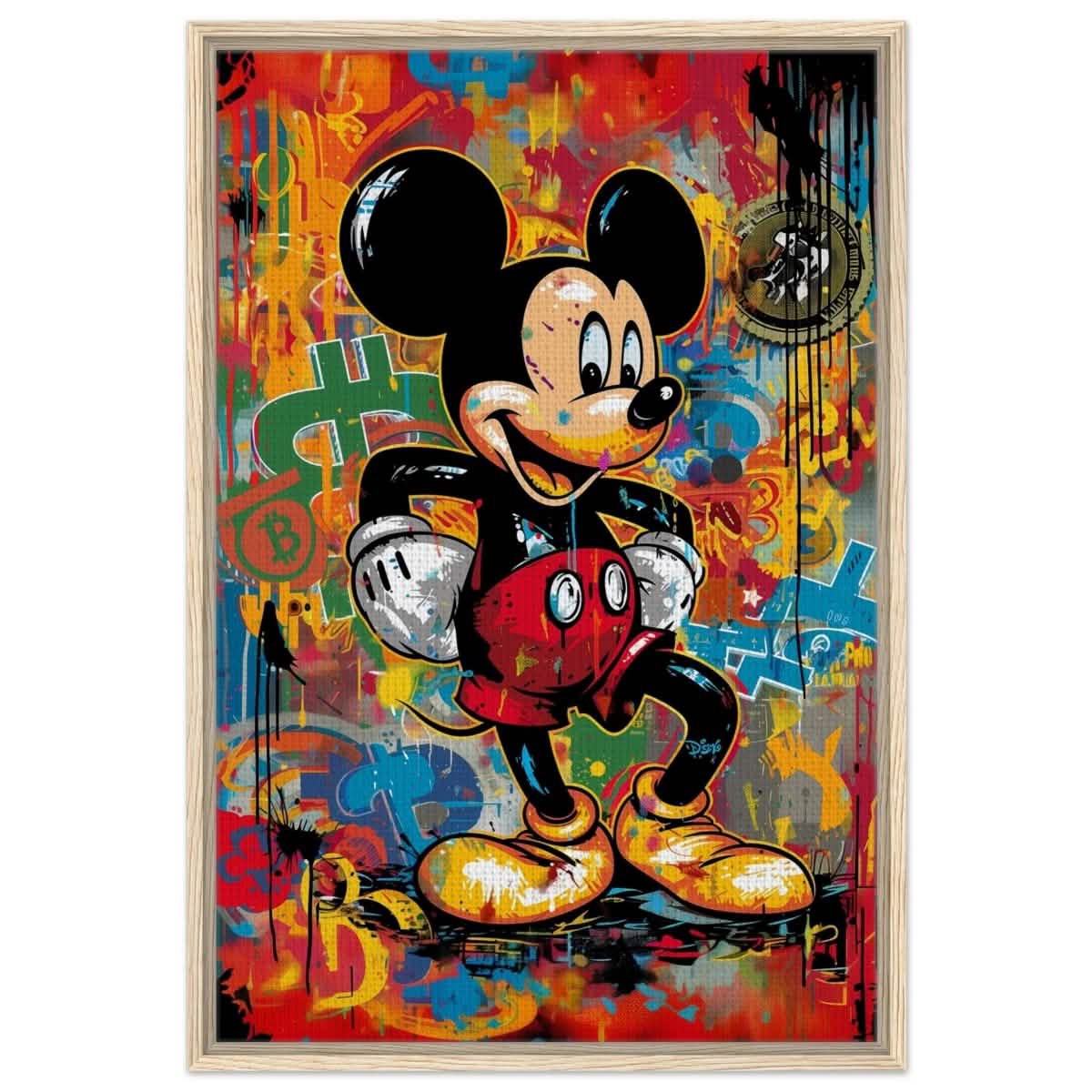 BitMouse Burst | Mickey in Chaos | Pop art wall art print - Framed Canvas - 60x90 cm / 24x36″ - Wood frame