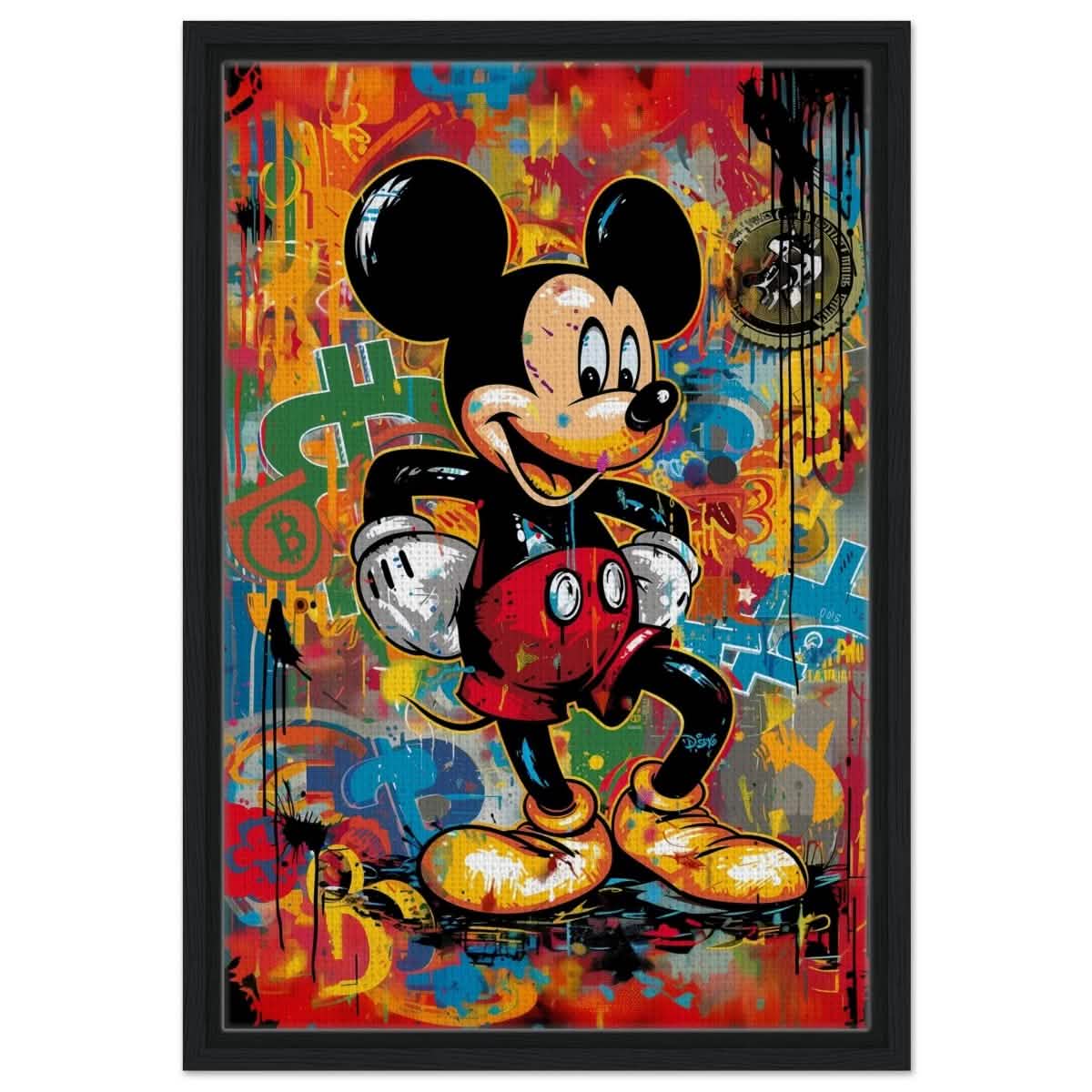 BitMouse Burst | Mickey in Chaos | Pop art wall art print - Framed Canvas - 40x60 cm / 16x24″ - Black frame
