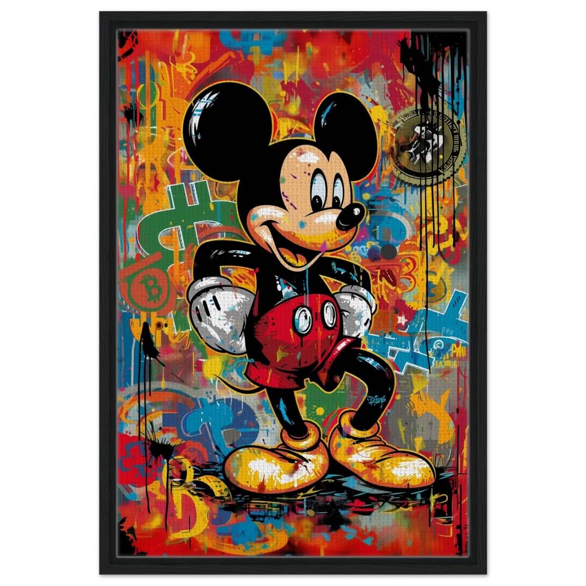 BitMouse Burst | Mickey in Chaos | Pop art wall art print - Framed Canvas - 50x75 cm / 20x30″ - Black frame