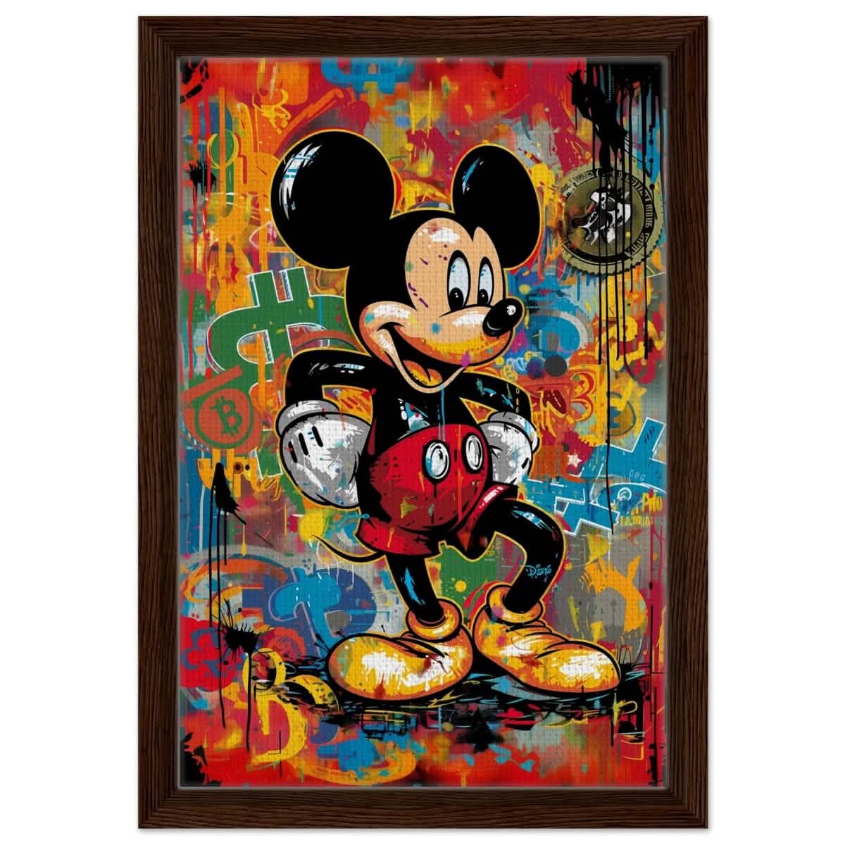 BitMouse Burst | Mickey in Chaos | Pop art wall art print - Framed Canvas - 30x45 cm / 12x18″ - Dark wood frame