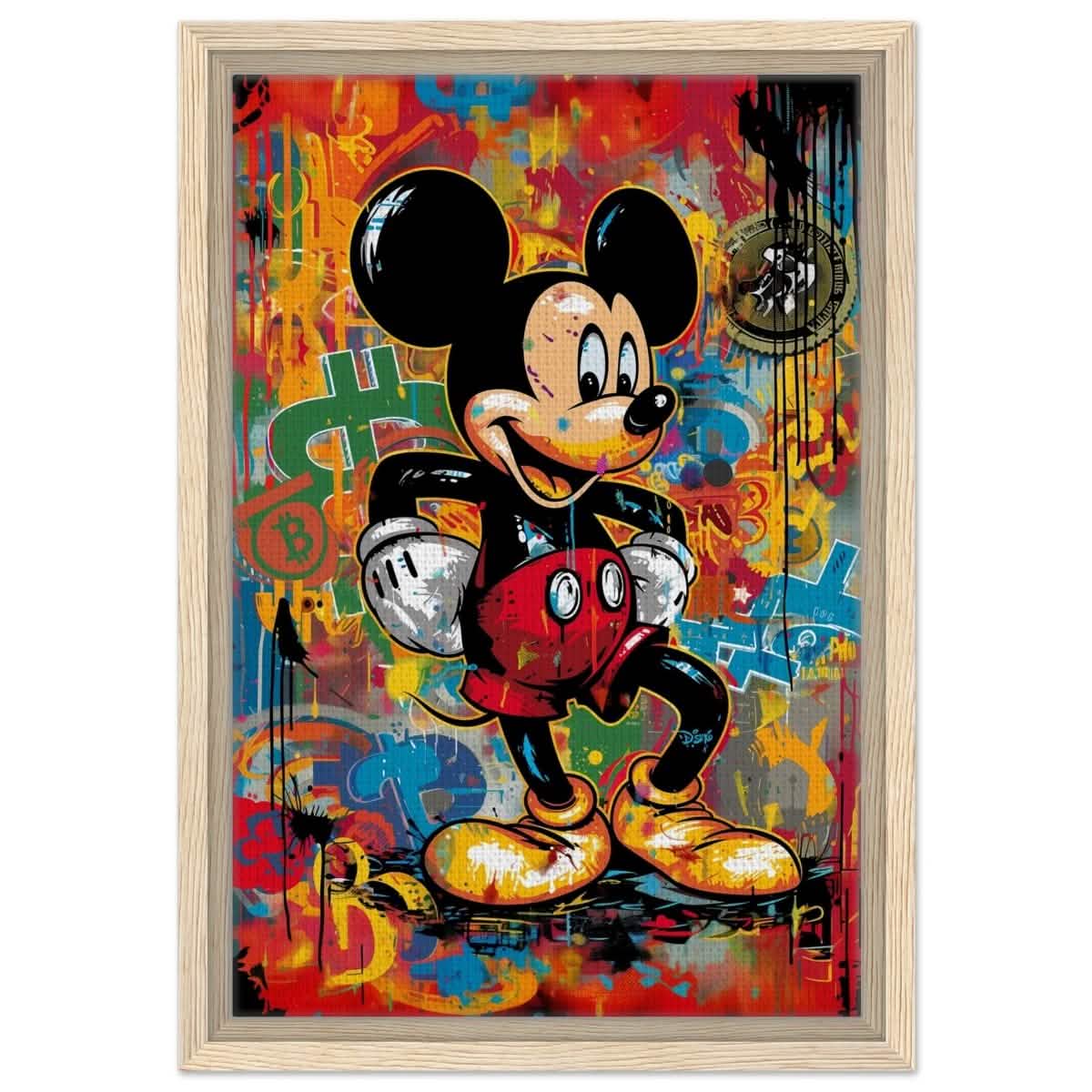 BitMouse Burst | Mickey in Chaos | Pop art wall art print - Framed Canvas - 30x45 cm / 12x18″ - Wood frame