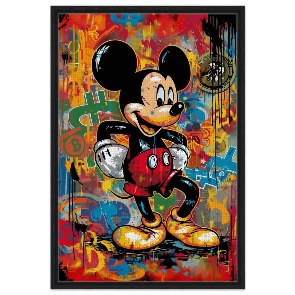 BitMouse Burst | Mickey in Chaos | Pop art wall art print - Framed Canvas - 60x90 cm / 24x36″ - Black frame