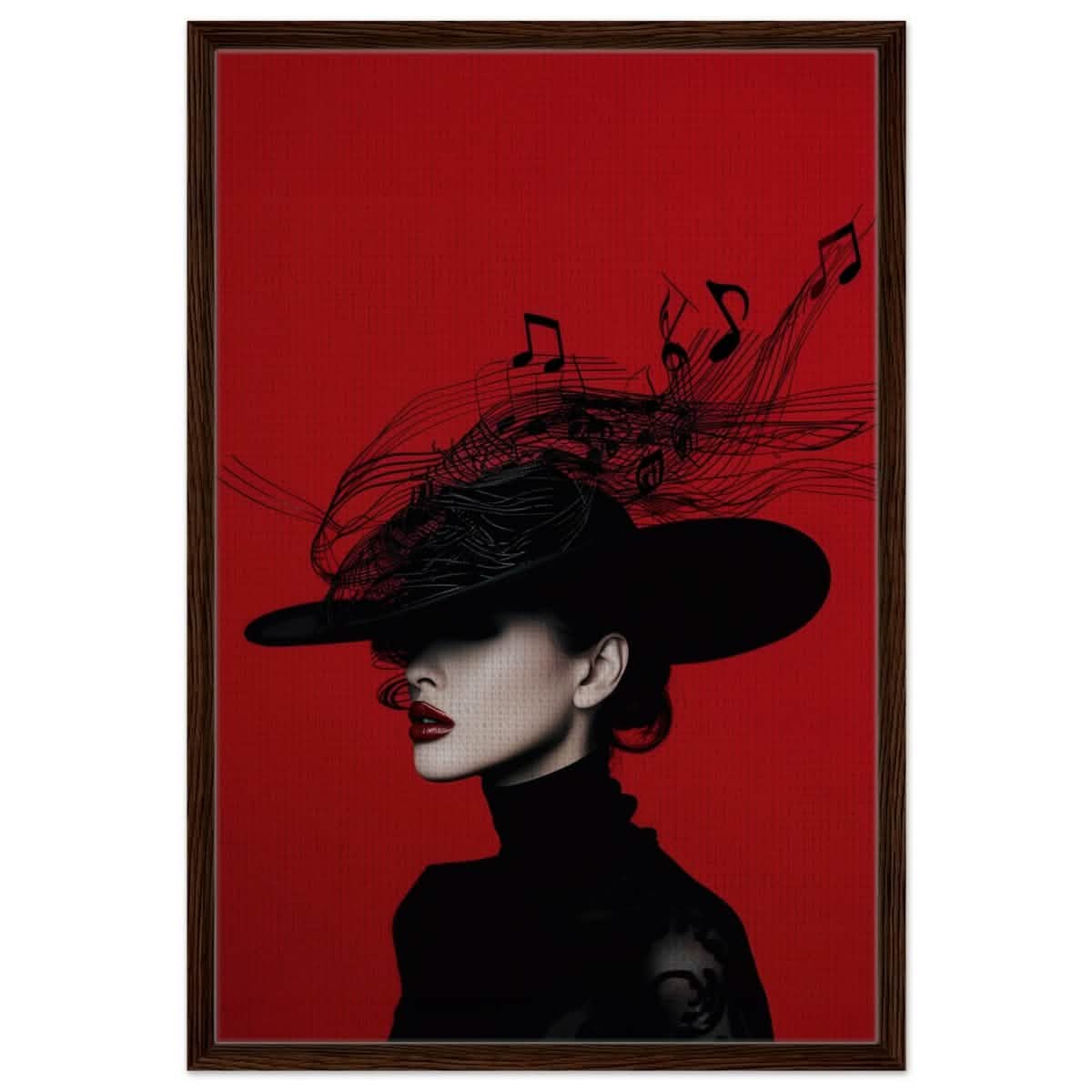 Black Melody | Da Vinci Modern Wall art Print | Eclectic Expressions - Framed Canvas - 60x90 cm / 24x36″ - Dark wood frame