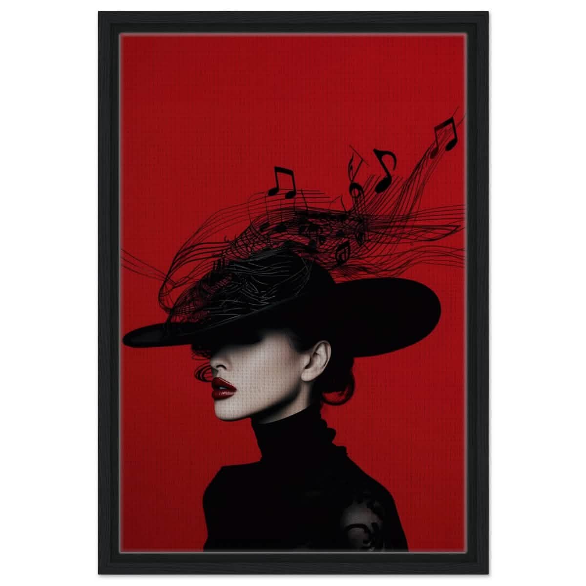 Black Melody | Da Vinci Modern Wall art Print | Eclectic Expressions - Framed Canvas - 40x60 cm / 16x24″ - Black frame