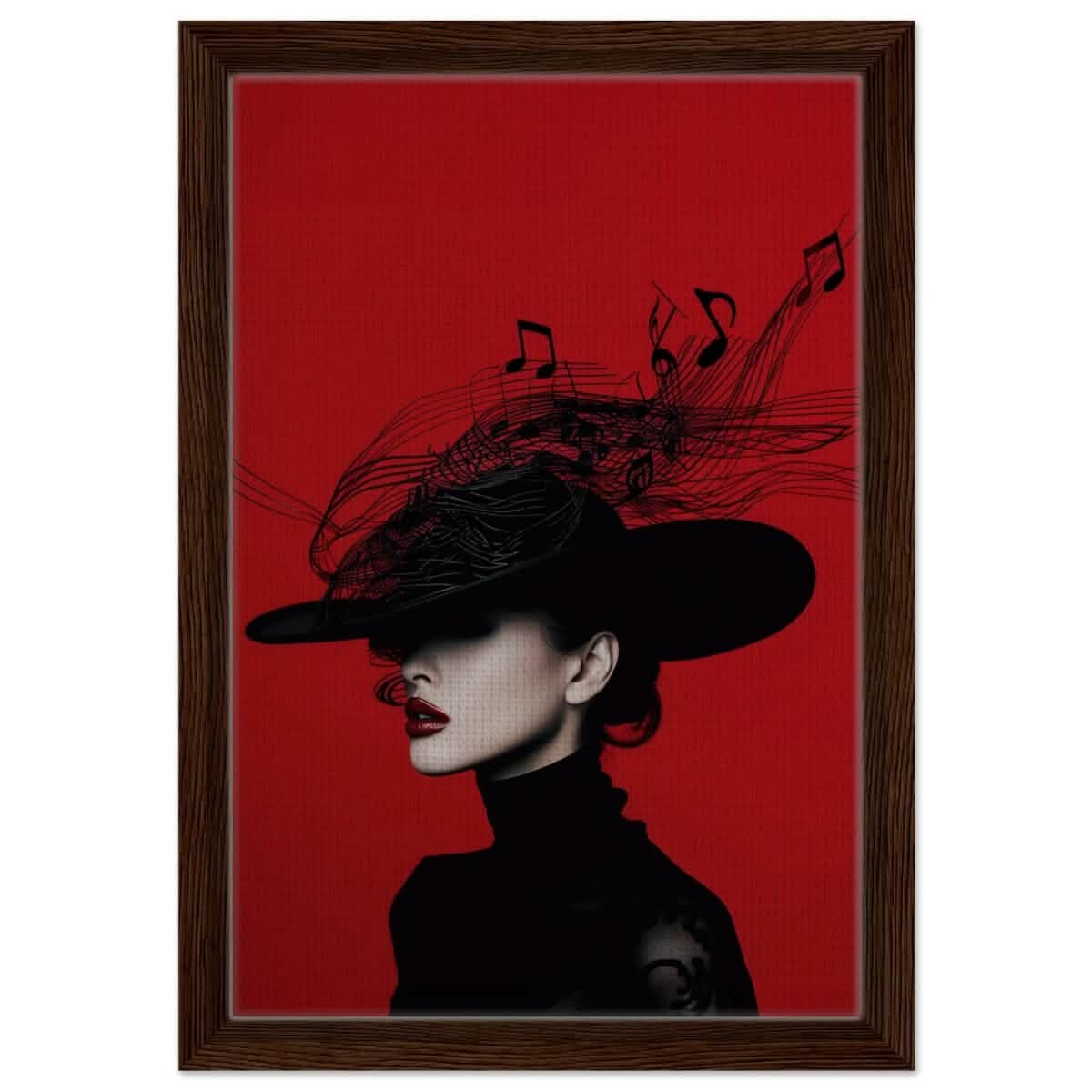 Black Melody | Da Vinci Modern Wall art Print | Eclectic Expressions - Framed Canvas - 30x45 cm / 12x18″ - Dark wood frame