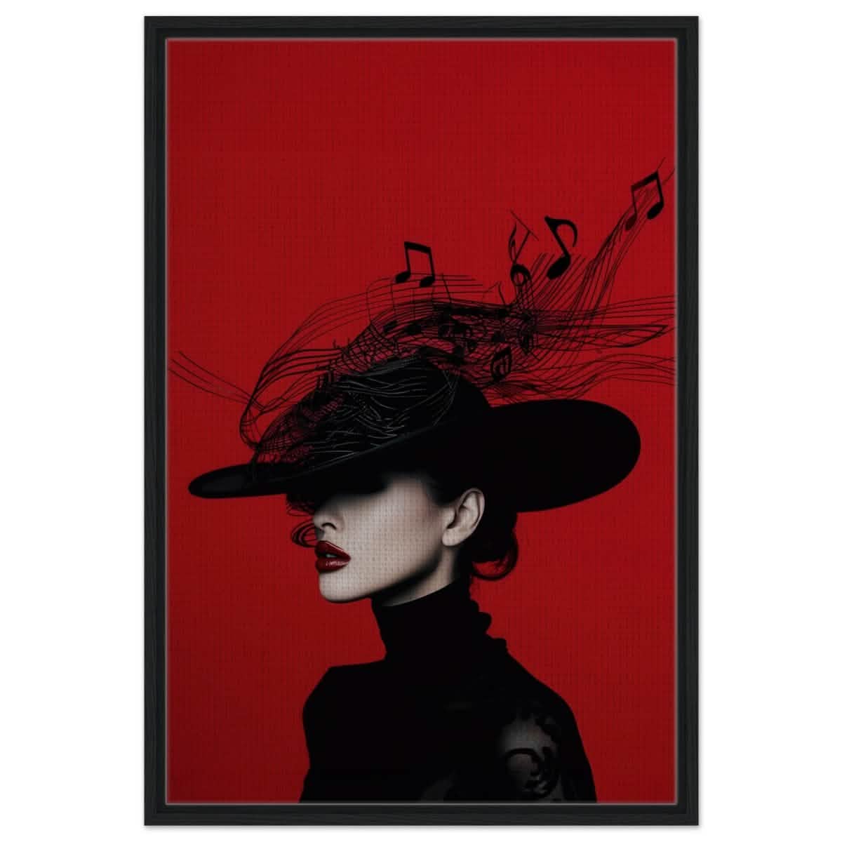 Black Melody | Da Vinci Modern Wall art Print | Eclectic Expressions - Framed Canvas - 60x90 cm / 24x36″ - Black frame