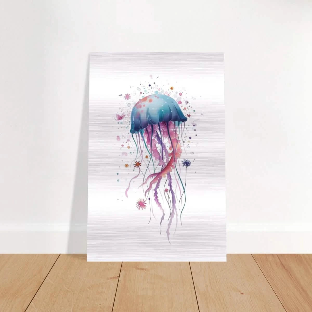 "Bloom in the Deep" – Abstract Jellyfish Wall Art Print - Brushed Aluminum Print - 40x60 cm / 16x24″ -