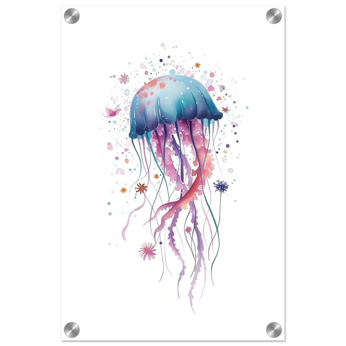 "Bloom in the Deep" – Abstract Jellyfish Wall Art Print - Acrylic Print - 30x45 cm / 12x18″ -