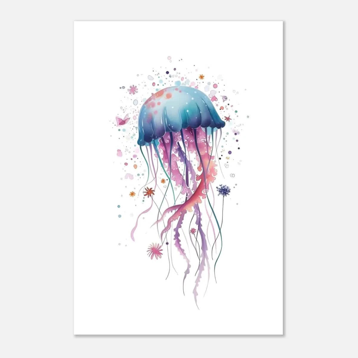 "Bloom in the Deep" – Abstract Jellyfish Wall Art Print - Aluminum Print - 40x60 cm / 16x24″ -