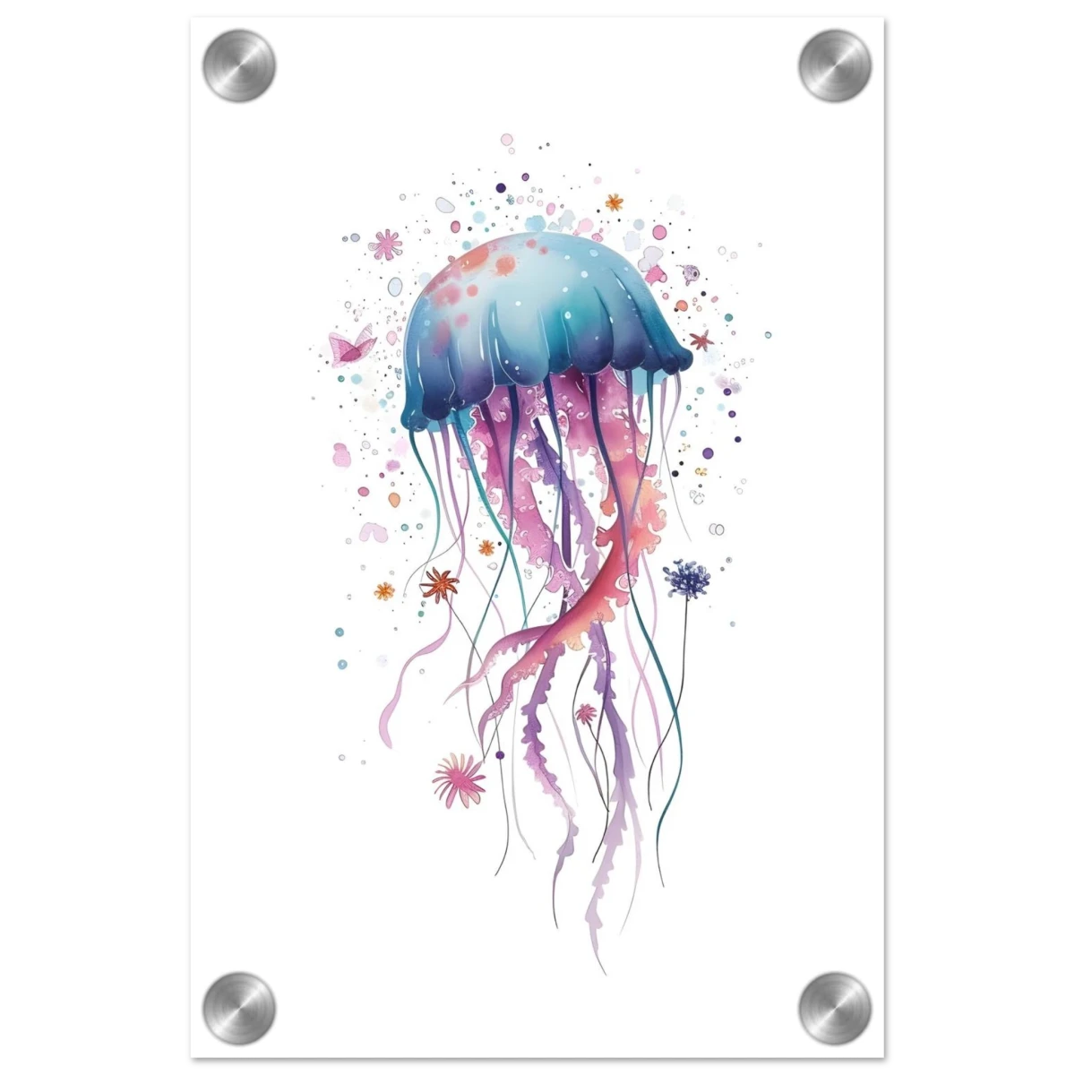 "Bloom in the Deep" – Abstract Jellyfish Wall Art Print - Acrylic Print - 20x30 cm / 8x12″ -