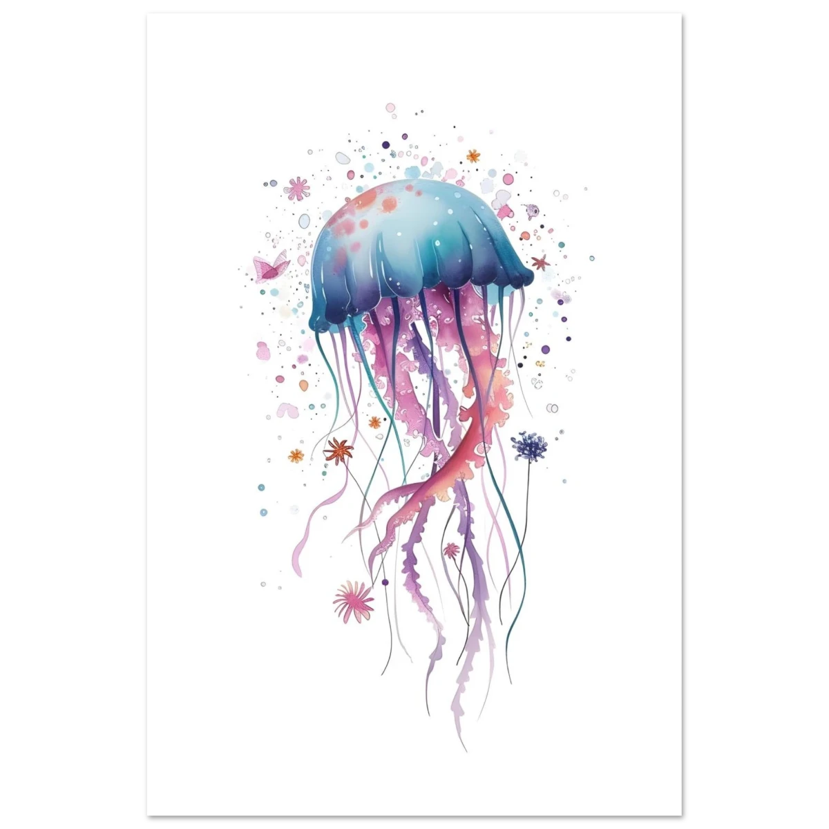 "Bloom in the Deep" – Abstract Jellyfish Wall Art Print - Fine Art Poster - 30x45 cm / 12x18″ -