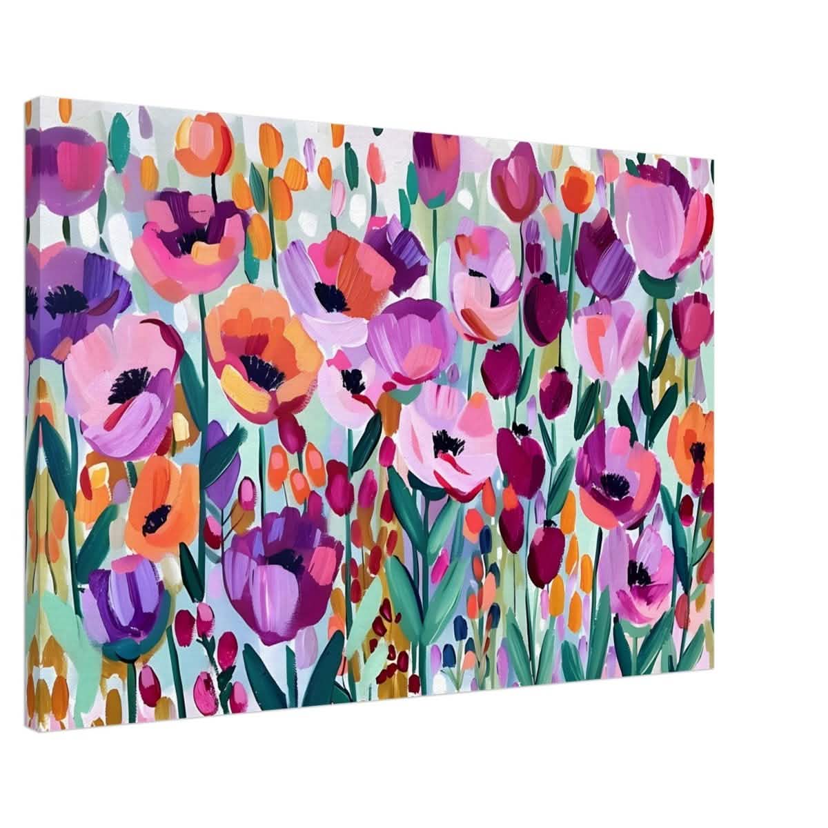 Bloom Symphony: Vibrant Floral Delight | Abstract wall art print - Canvas - 60x90 cm / 24x36″ -
