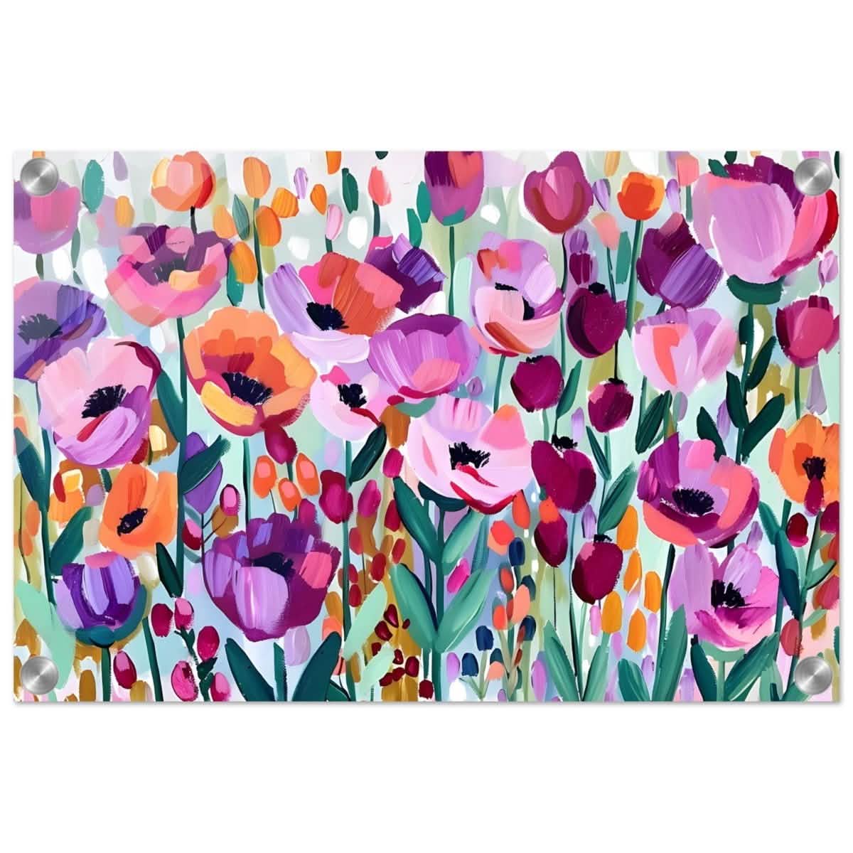 Bloom Symphony: Vibrant Floral Delight | Abstract wall art print - Acrylic Print - 30x45 cm / 12x18″ -