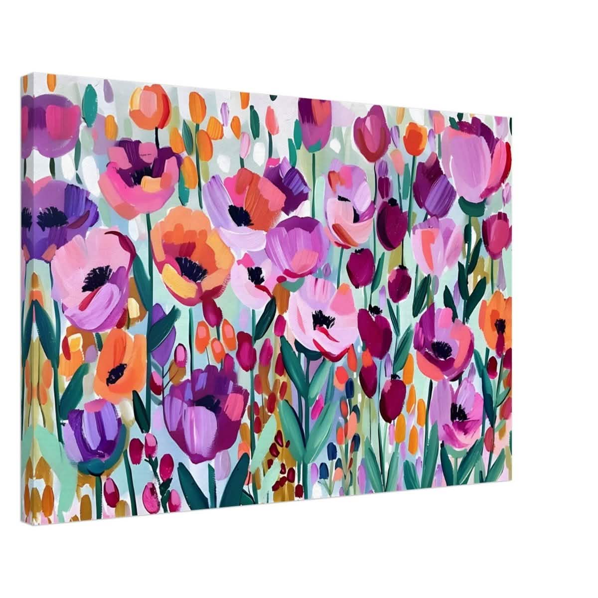 Bloom Symphony: Vibrant Floral Delight | Abstract wall art print - Canvas - 50x75 cm / 20x30″ -